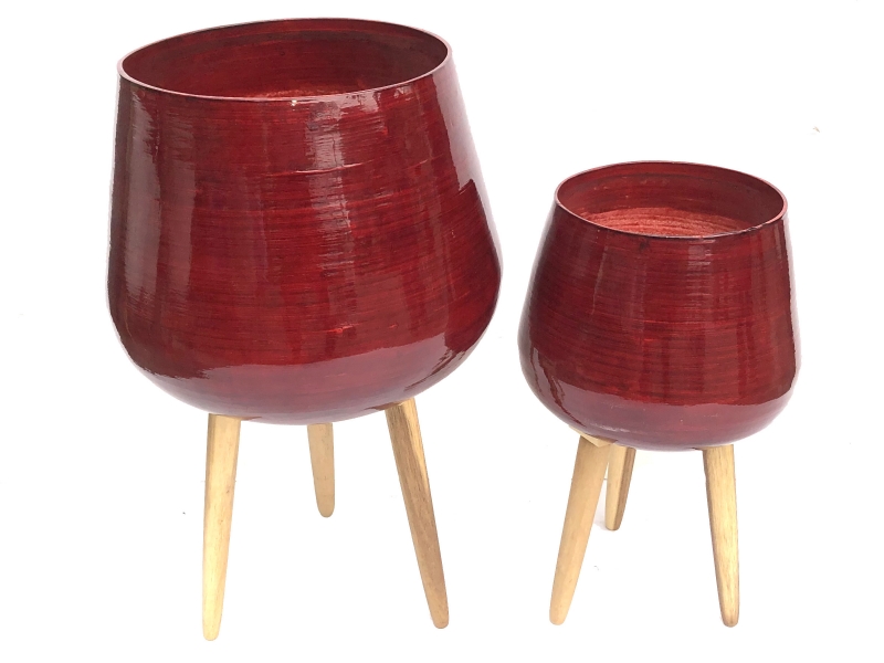 Antique bamboo planters